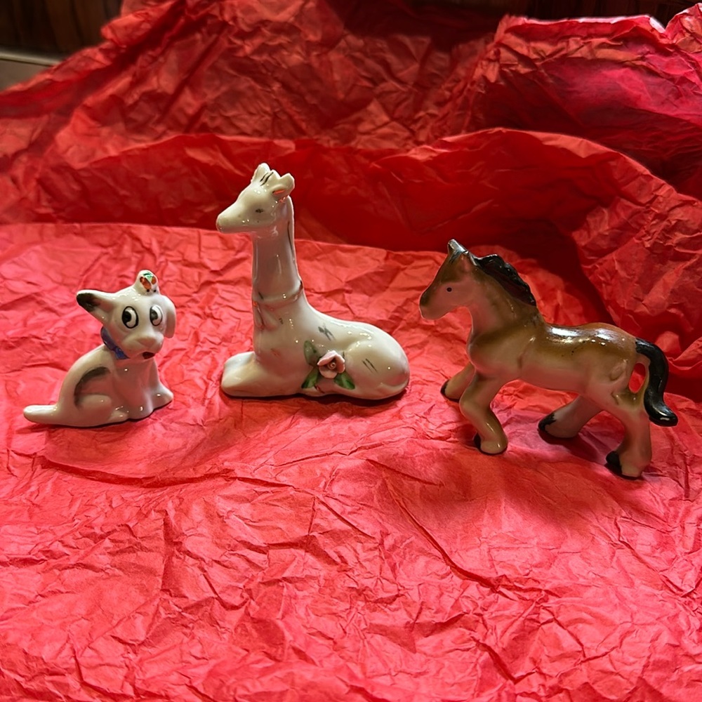 3 Vintage Porcelain Animal Figurines